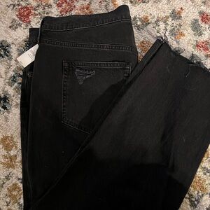 GAP Cheeky Straight High Rise Black Distressed Jeans